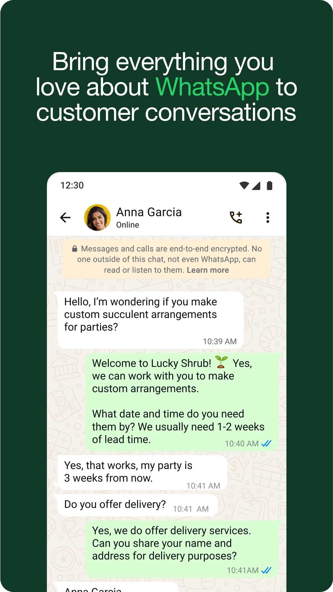 WhatsApp Business screenshot